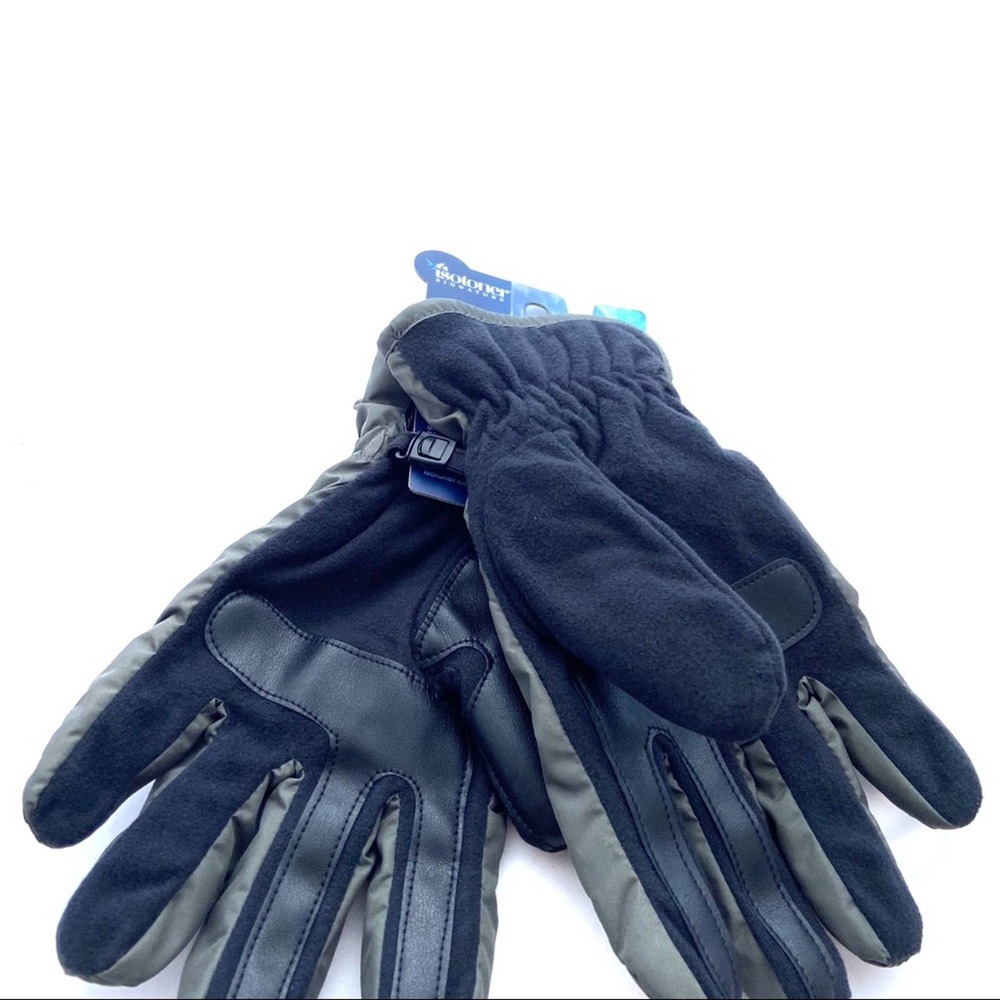 Winter Gloves Isotoner Mens Black Gray Lightweight Smart Touch Waterproof Size L - Picture 4 of 7